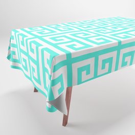 Greek Key (Turquoise & White Pattern) Tablecloth