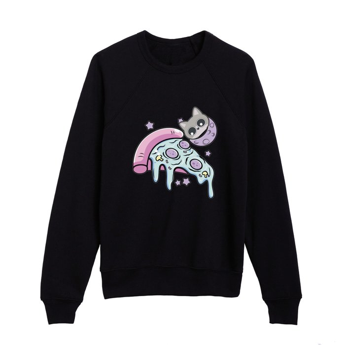 Space Cat Pizza Kids Crewneck