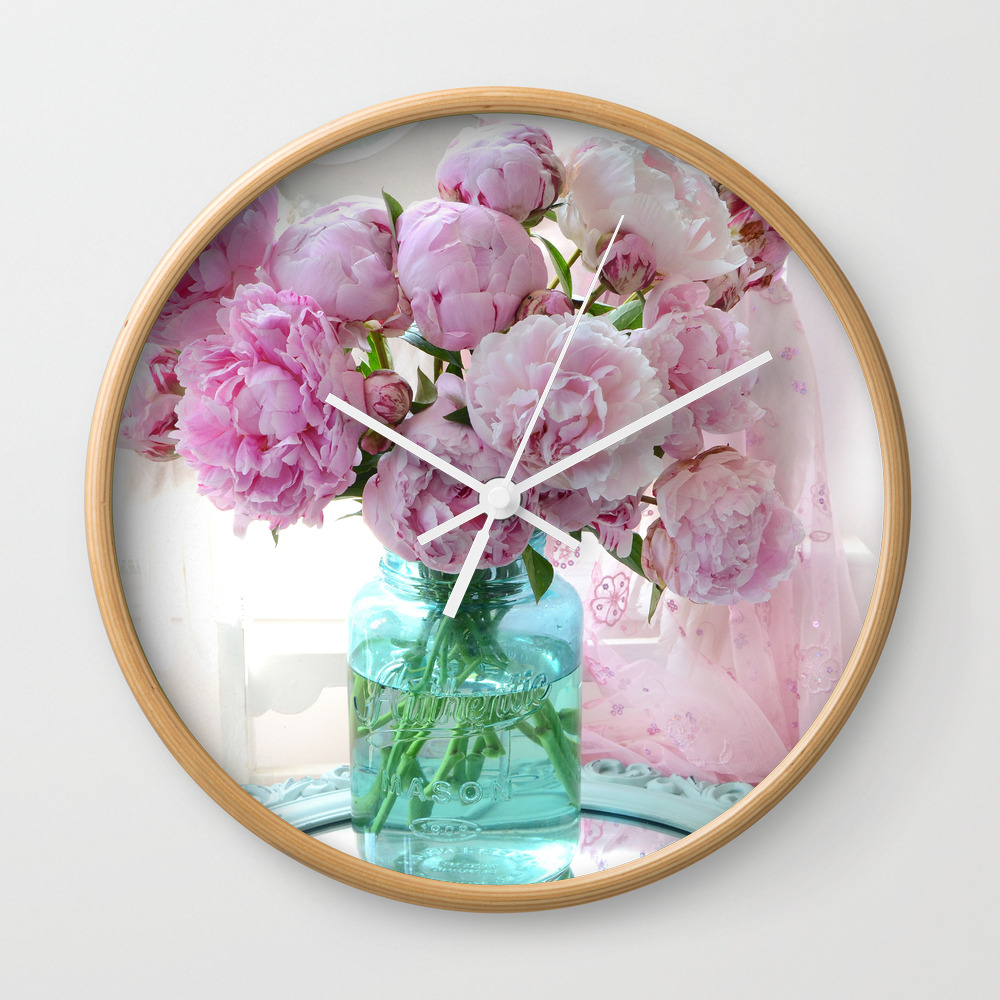 Peonies In Aqua Vase Vintage Romantic Peony Bedroom Decor Wall
