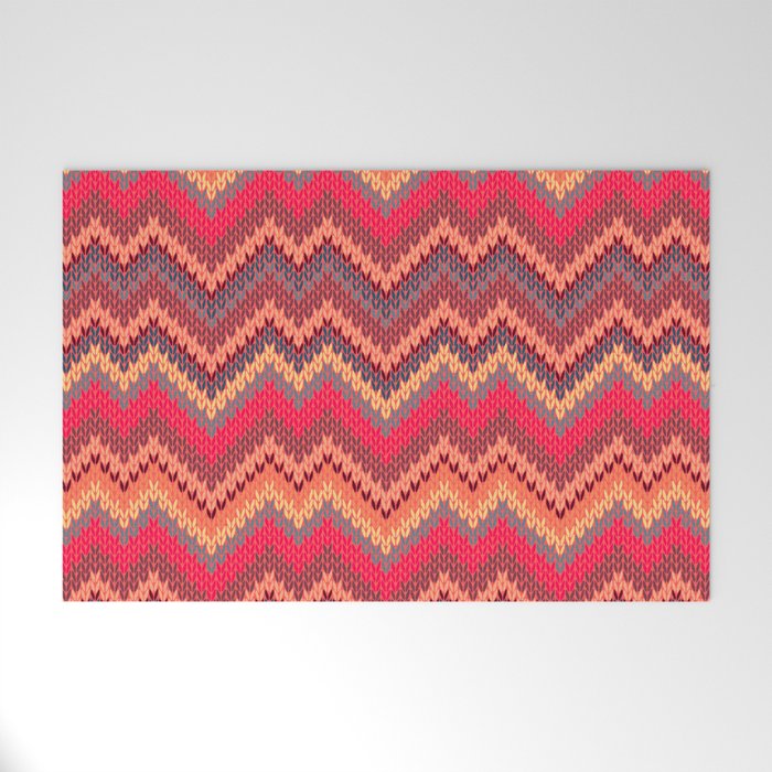 Knitted Textured Wave Pink Welcome Mat