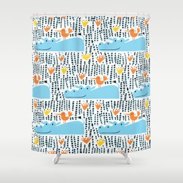 Hippos and birds in the lake seamless pattern vintage design Shower Curtain