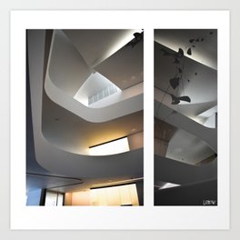 interior architecture in museum wallpaper frame in white trayectory ecopop photograph collage Art Print