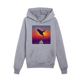 Sunset Whale Kids Pullover Hoodies
