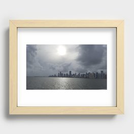 Skyline against the water - Miami Beach Marina Recessed Framed Print
