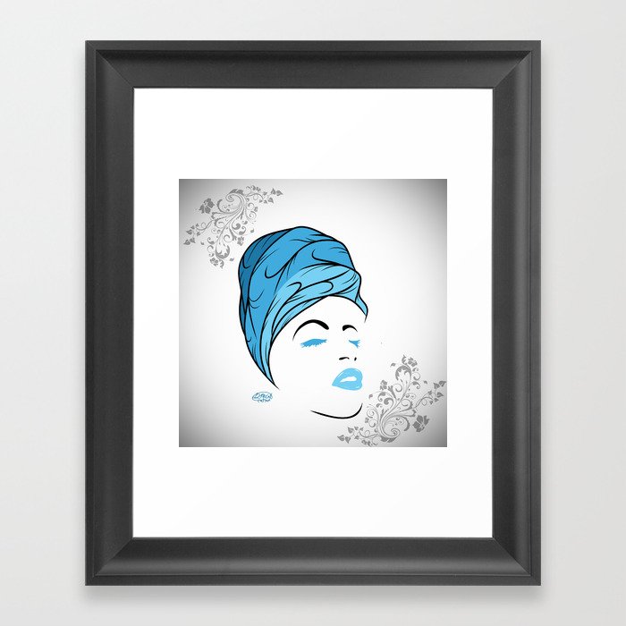 Lady Wrap (blue) Framed Art Print