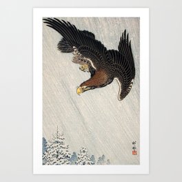 Eagle Flying in Snow (1933) by Ohara Koson. Art Print