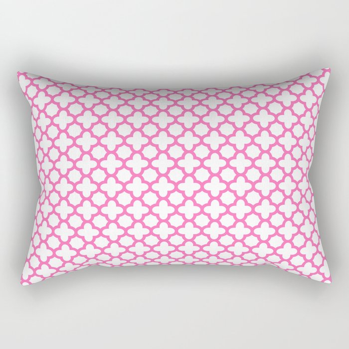 Hot Pink Quatrefoil Pattern Rectangular Pillow