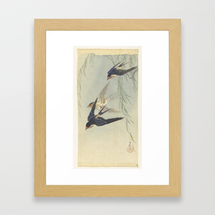 Three birds in full flight - Ohara Koson (1887 - 1945) Framed Art Print