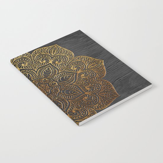 Wood Mandala - Gold Notebook