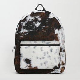 White and brown cow skin cowhide fur Backpack