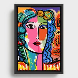 French Portrait Colorful Woman Fauvism by Emmanuel Signorino Framed Canvas