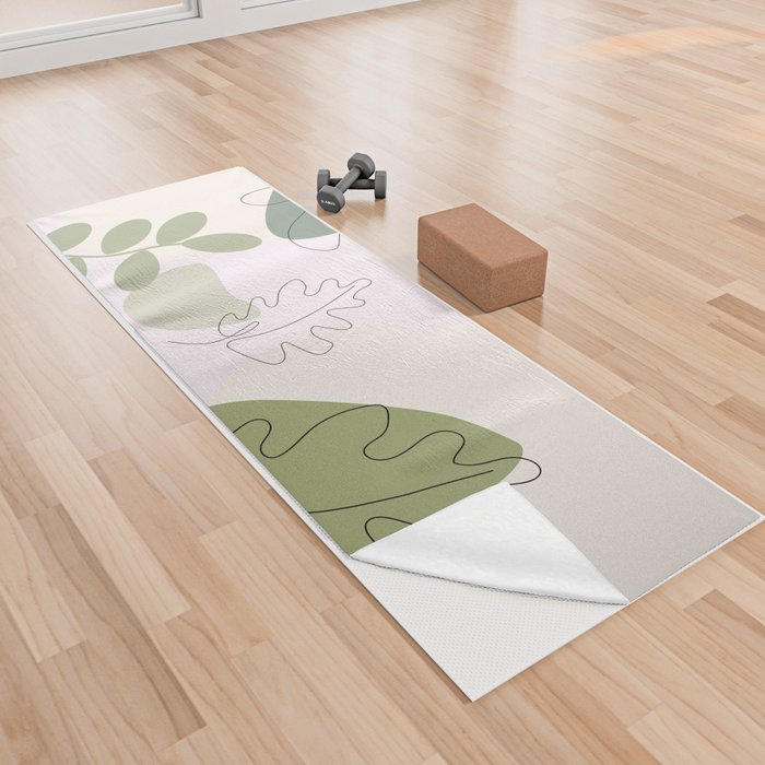 Modern Exotic Leaves Pattern Yoga Towel