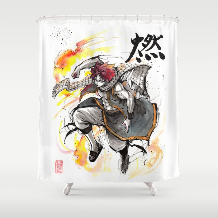 Natsu from Fairy Tail sumi/watercolor Shower Curtain