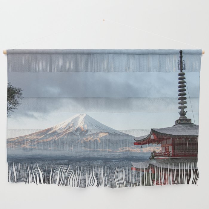Japan Photography - Japanese Temple In Front Of Mount Fuji Wall Hanging