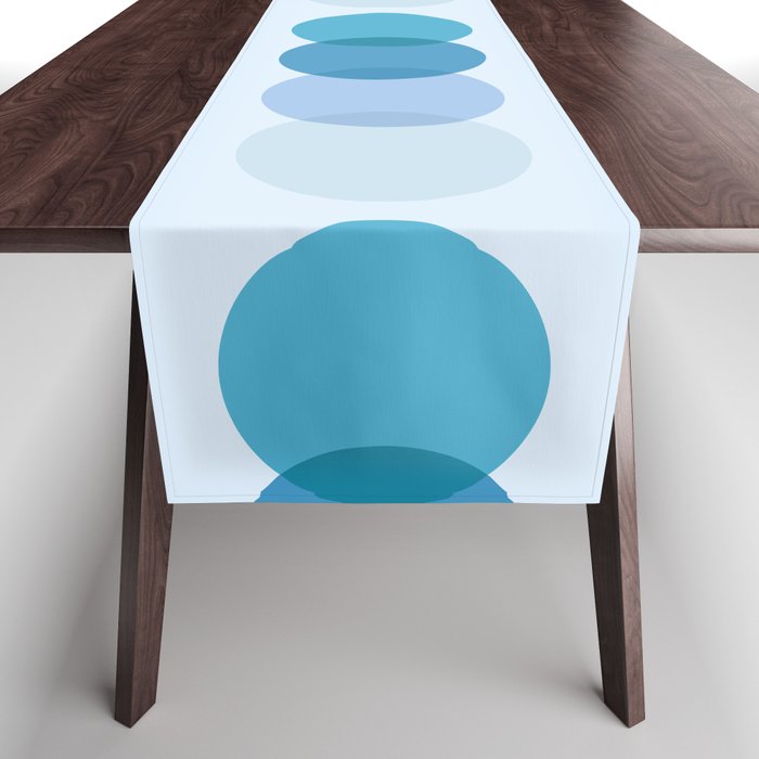 Abstraction_GEOMETRIC_BLUE_CIRCLE_TONE_POP_ART_1204A Table Runner