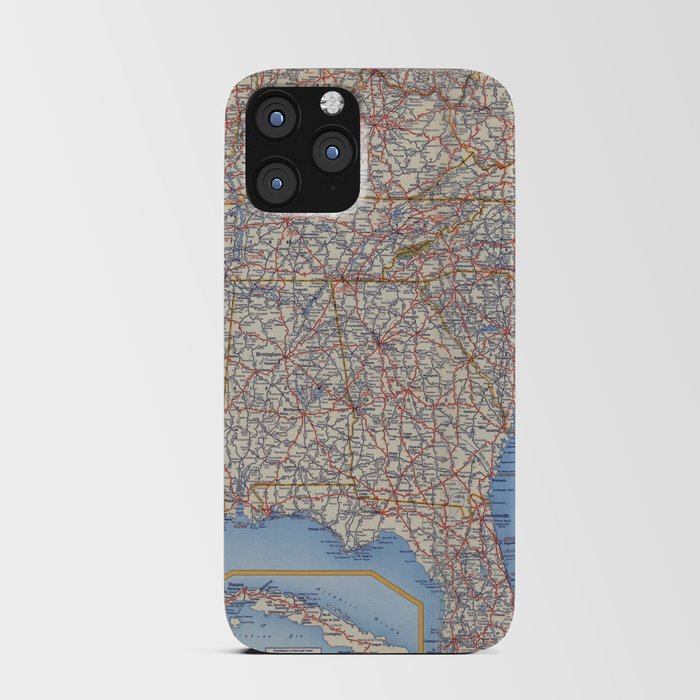 Highway Map Southeastern Section of the United States - Vintage Illustrated Map-road map iPhone Card Case