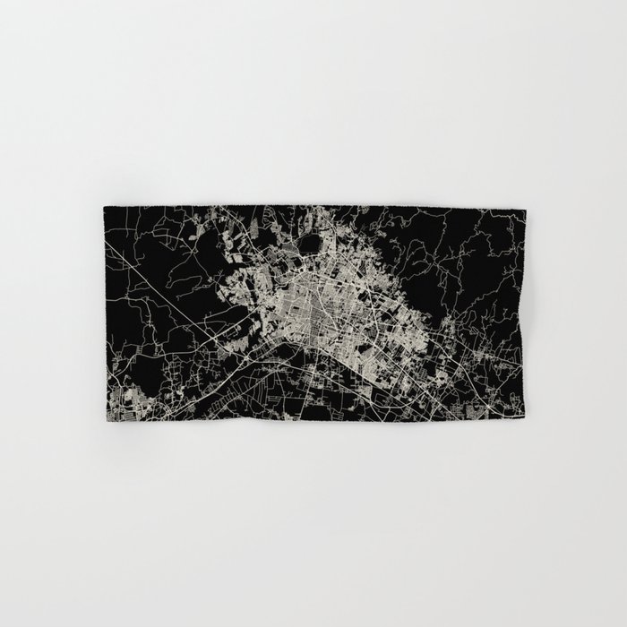 Léon, France - Black and White City Map - Aesthetic Hand & Bath Towel