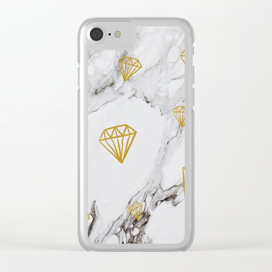 Gold diamonds on marble Clear iPhone Case