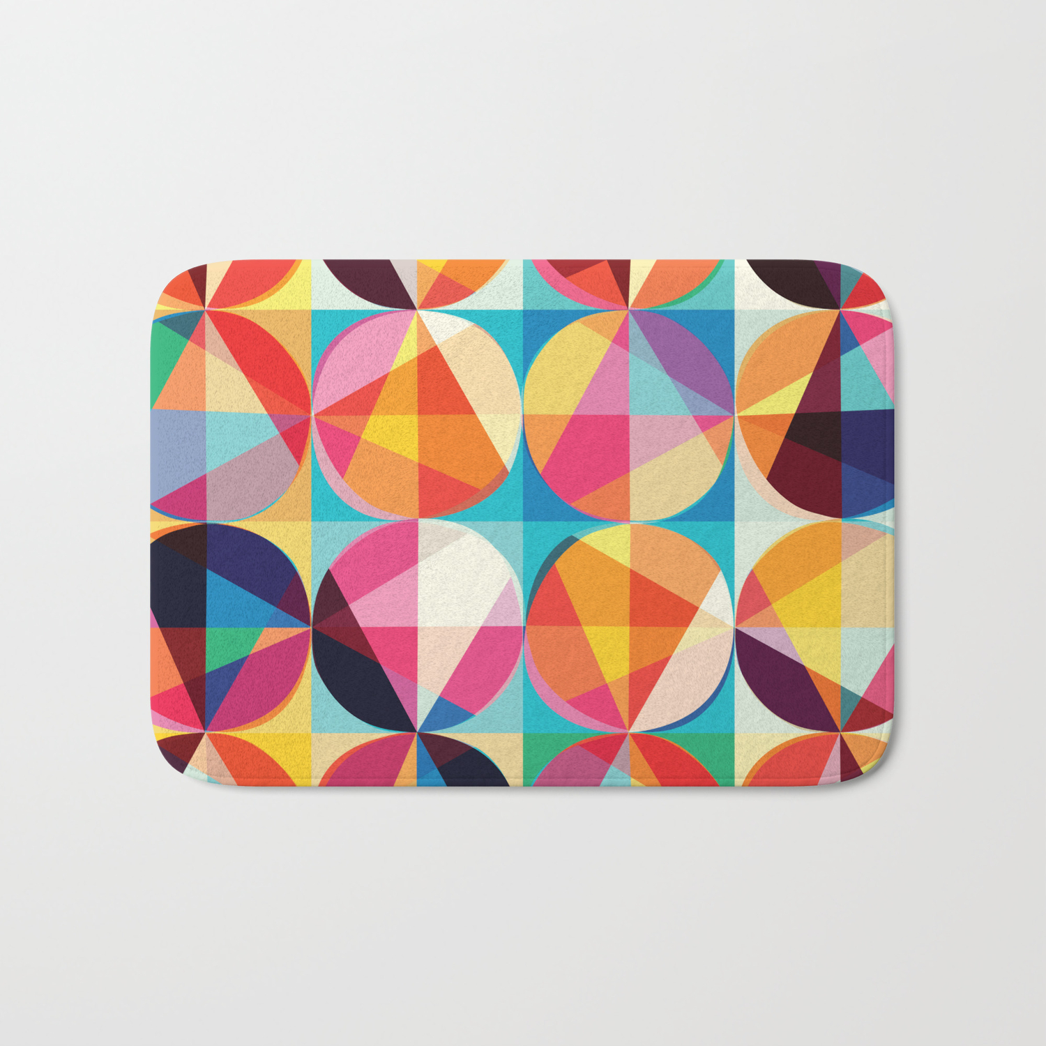 Beautiful Colors Geometry Geometric Abstract Triangles Circles Squares Bath Mat