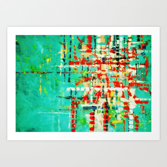 on my street -turquoise abstract Art Print