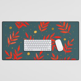 Magical branches - orange and teal Desk Mat