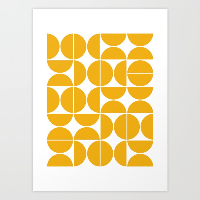 Mid Century Modern Geometric 04 Yellow Art Print By