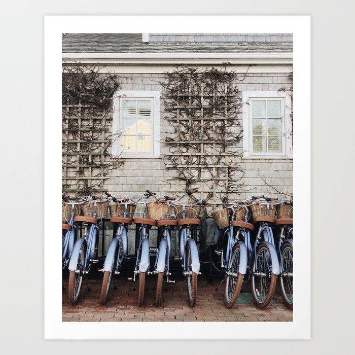Nantucket Island Blue Bikes Art Print
