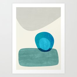 Stacking Pebbles Blue Art Print