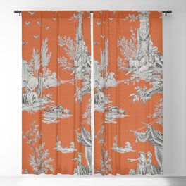 Orange Toile de Jouy Blackout Curtain