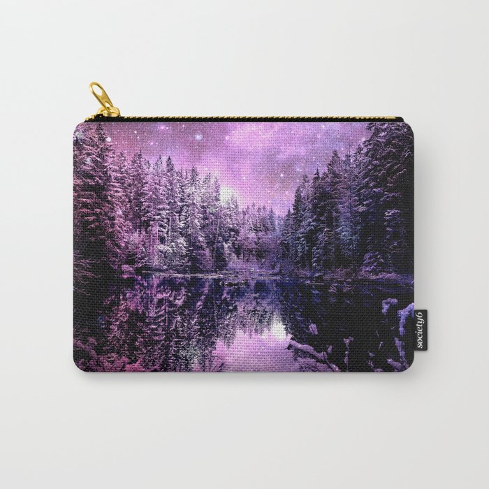 A Cold Winter's Night : Purple Lavender Winter Wonderland Carry-All Pouch