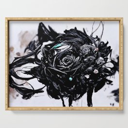 Black Roses - Abstract Art Take Three Serving Tray
