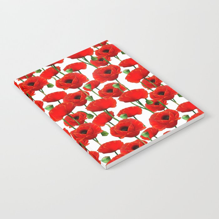 Red Poppy Pattern Notebook