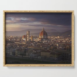 Florence Duomo Cathedral at Sunset Serving Tray