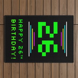 [ Thumbnail: 26th Birthday - Nerdy Geeky Pixelated 8-Bit Computing Graphics Inspired Look Outdoor Rug ]