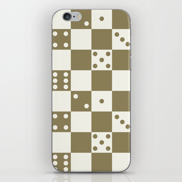 Checkered Dice Pattern (Milk Beige & Deep Muted Khaki Color Palette) iPhone Skin