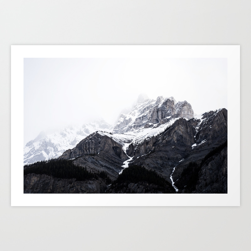 Moody Snow Capped Mountain Peaks Nature Photography Art Print By Staypositivedesign Society6