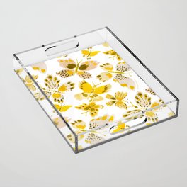 CLUTTERFLIES Yellow Butterfly Print Acrylic Tray
