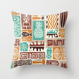 Seamless Exotic Tiki Pattern Throw Pillow