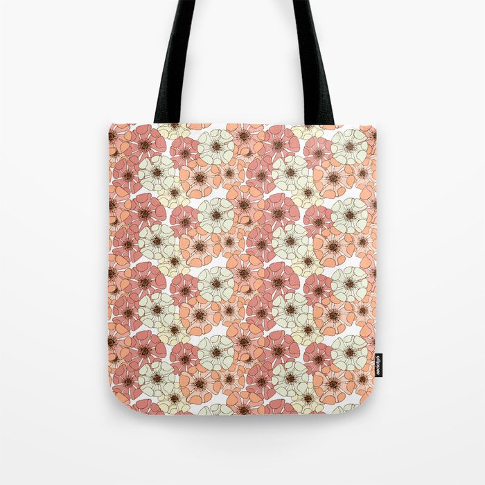 peach and rose pink floral poppy floral arrangements Tote Bag