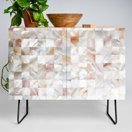 Mother of Pearl, Exotic Tiles Photography, Neutral Minimal Geometrical Graphic Design Credenza