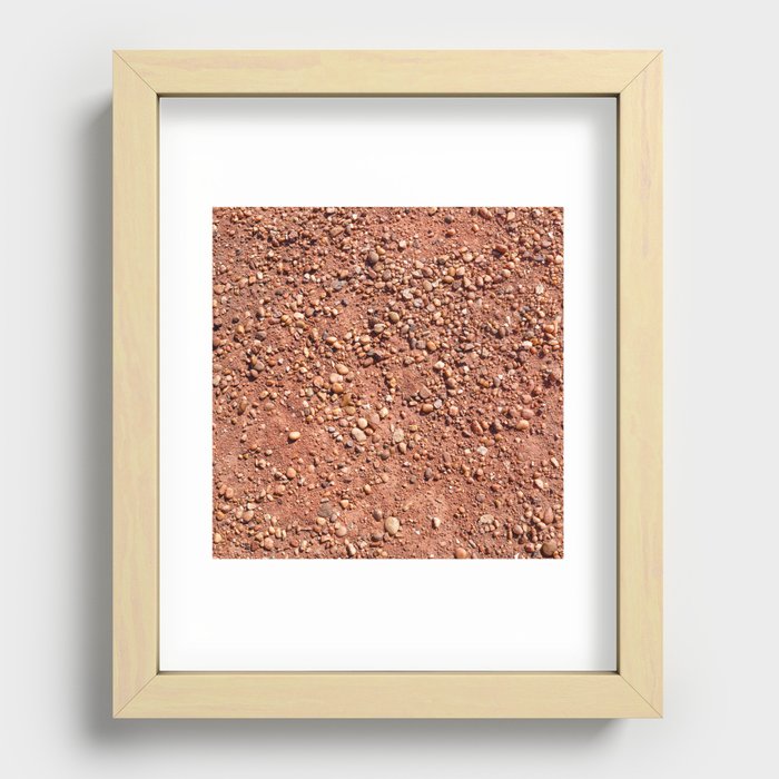 Red ochre sand and pebbles Recessed Framed Print