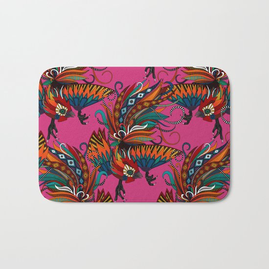 rooster ink pink Bath Mat