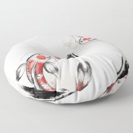 Good Luck And Peace Koi Japanese Ink Floor Pillow