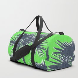 70’s Palm Trees Navy Blue on Lime Green Duffle Bag
