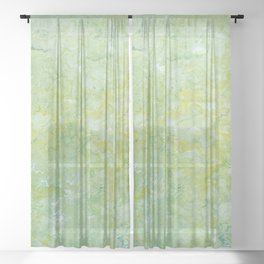 Lime Green Aqua Yellow Textured Abstract Sheer Curtain