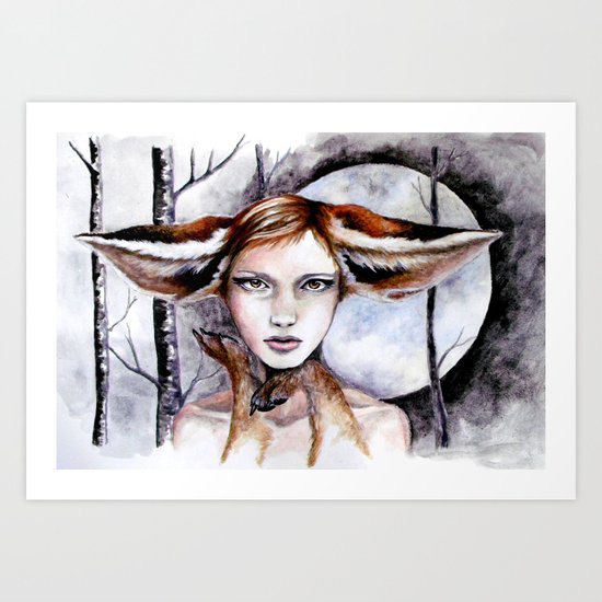 Foxy at Midnight Art Print