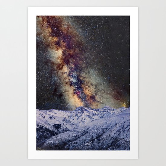Sagitario, Scorpio and the star Antares over the hight mountains Art Print
