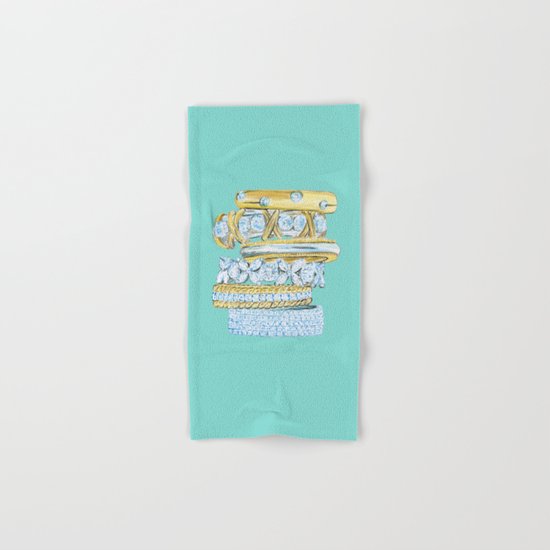 Golden Rings on Blue Hand & Bath Towel