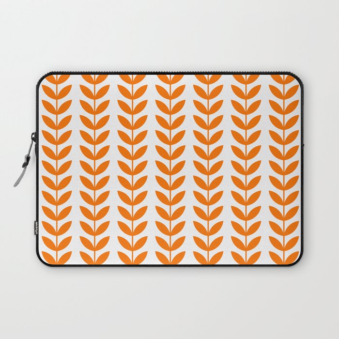 Orange Scandinavian leaves pattern Laptop Sleeve