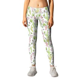 Blush Pastel Cactus Pattern Leggings